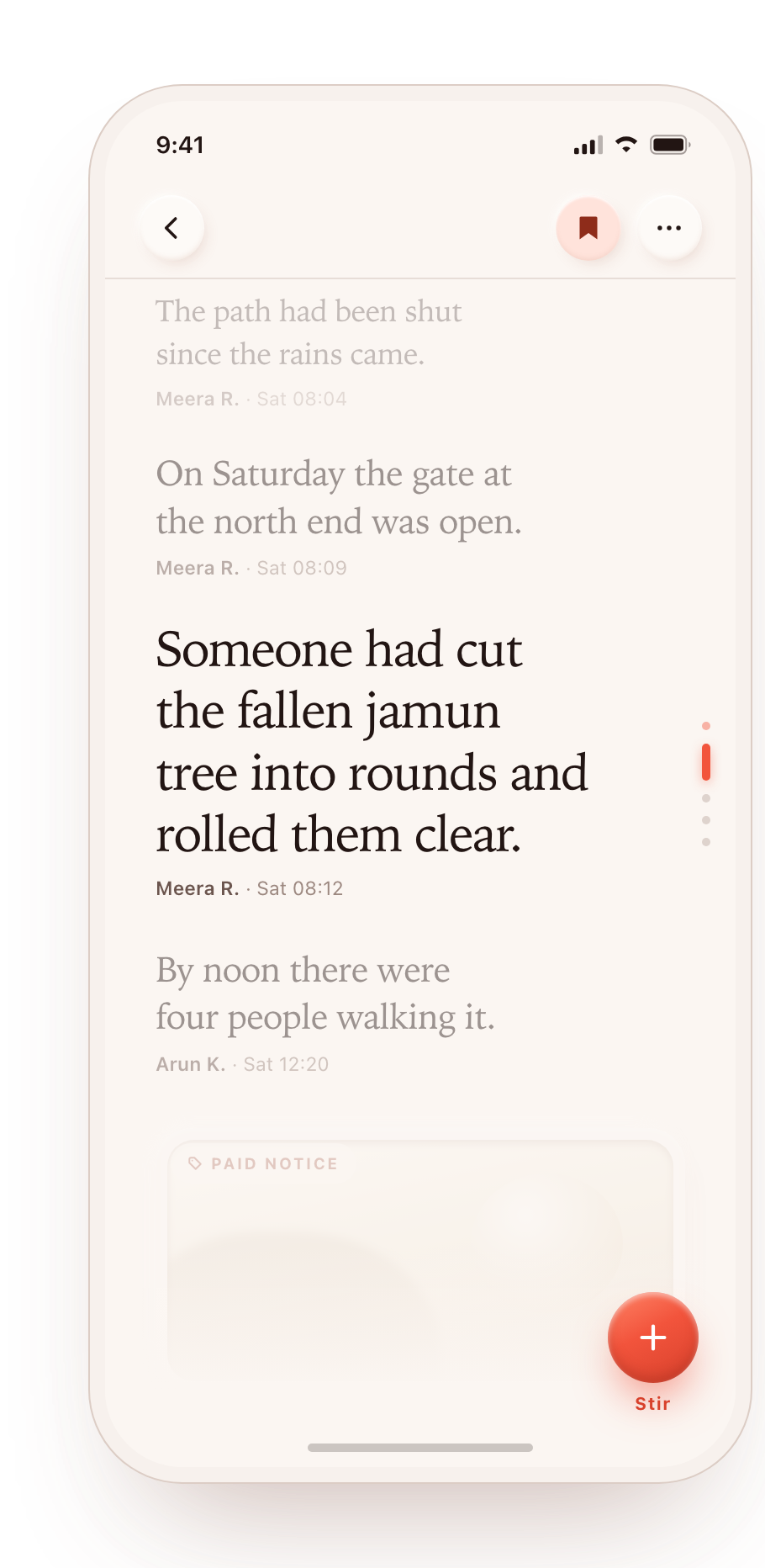 Small paid notice beginning to enter as a reader scrolls a Rumo story.